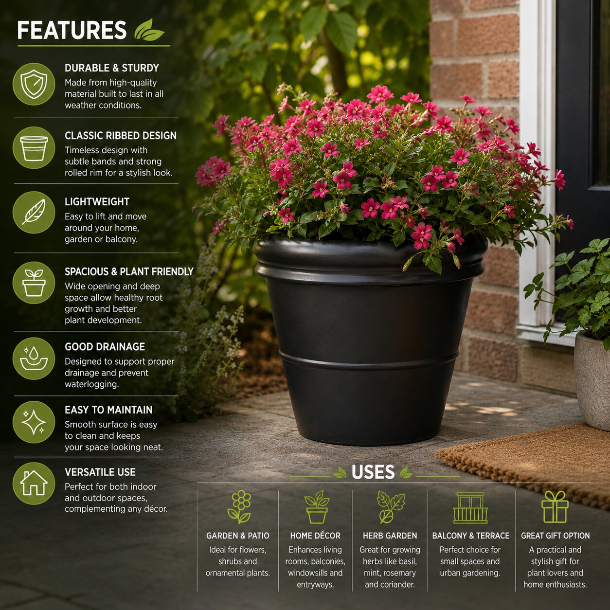 Conical XL  Planter – Large Decorative Garden Pot